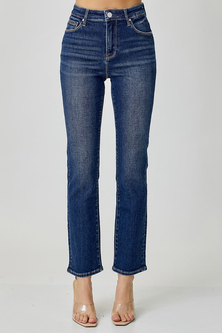 RISEN - Mid-Rise Ankle Straight Slim Jeans - Inspired Eye Boutique