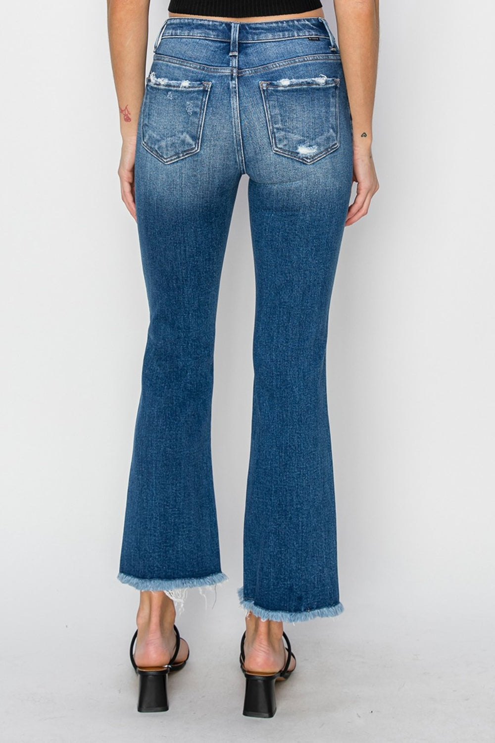 RISEN - Mid-Rise Frayed Hem Ankle Jeans - Inspired Eye Boutique