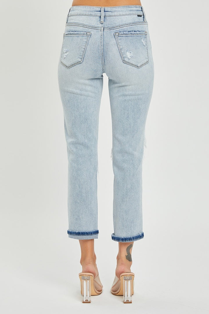 RISEN Mid-Rise Sequin Patched Jeans - Inspired Eye Boutique