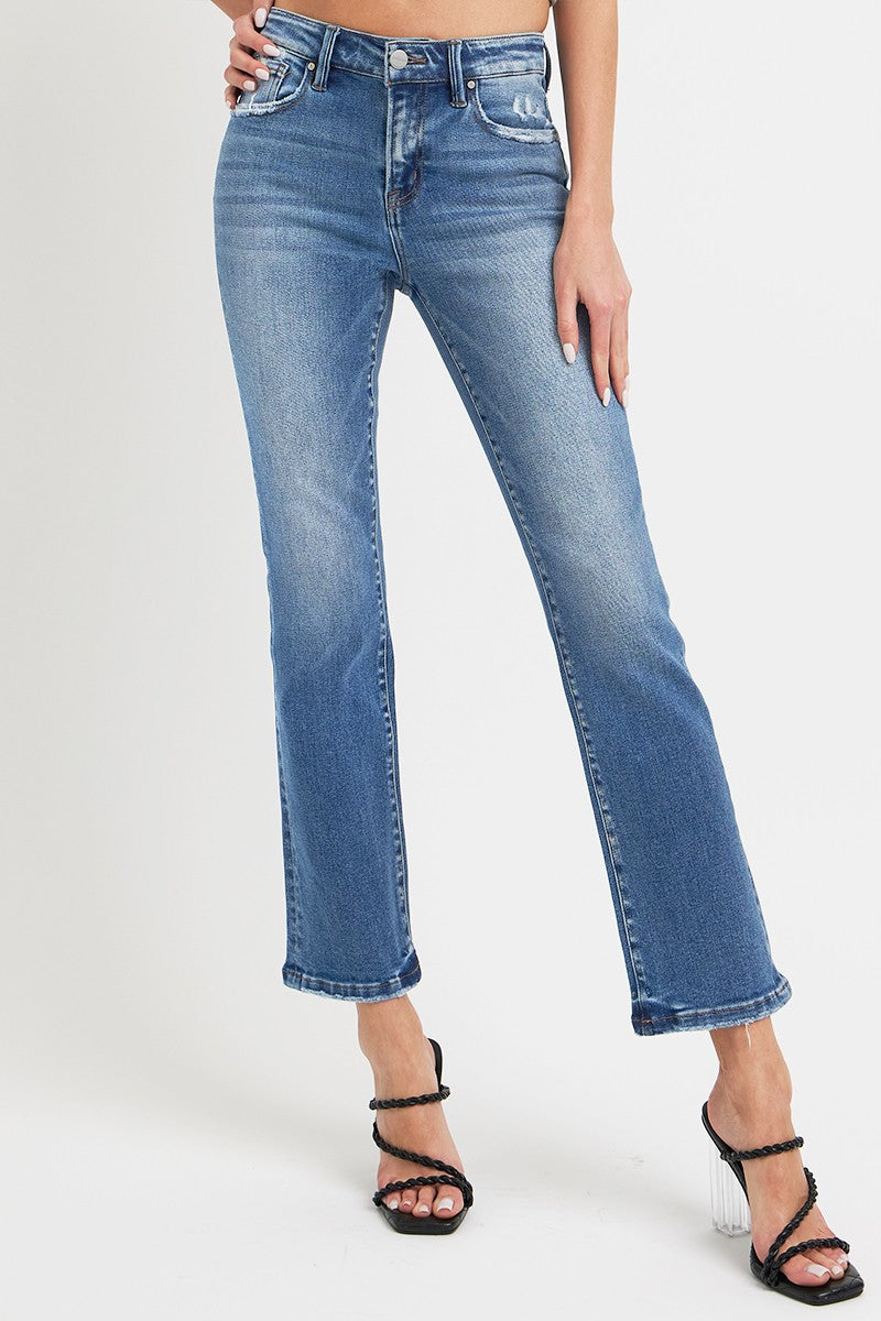 RISEN - Mid-Rise Straight Leg Ankle Jeans - Inspired Eye Boutique