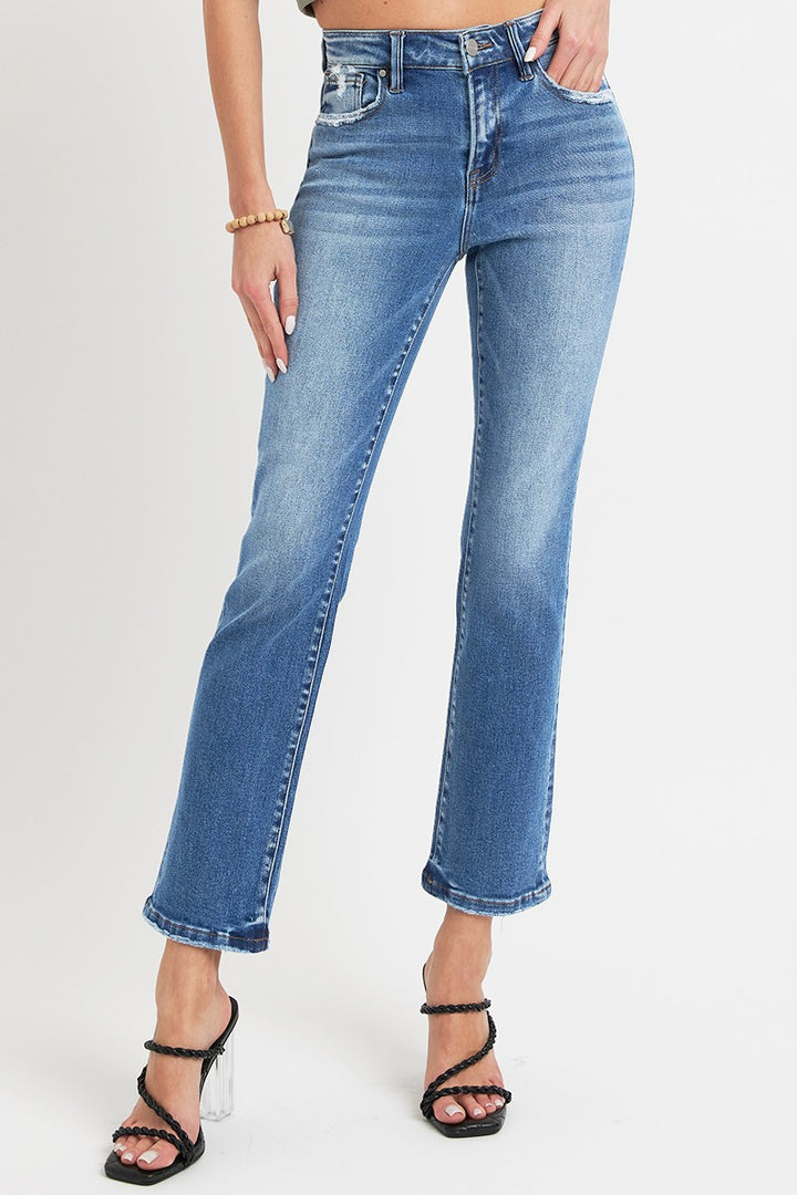 RISEN - Mid-Rise Straight Leg Ankle Jeans - Inspired Eye Boutique