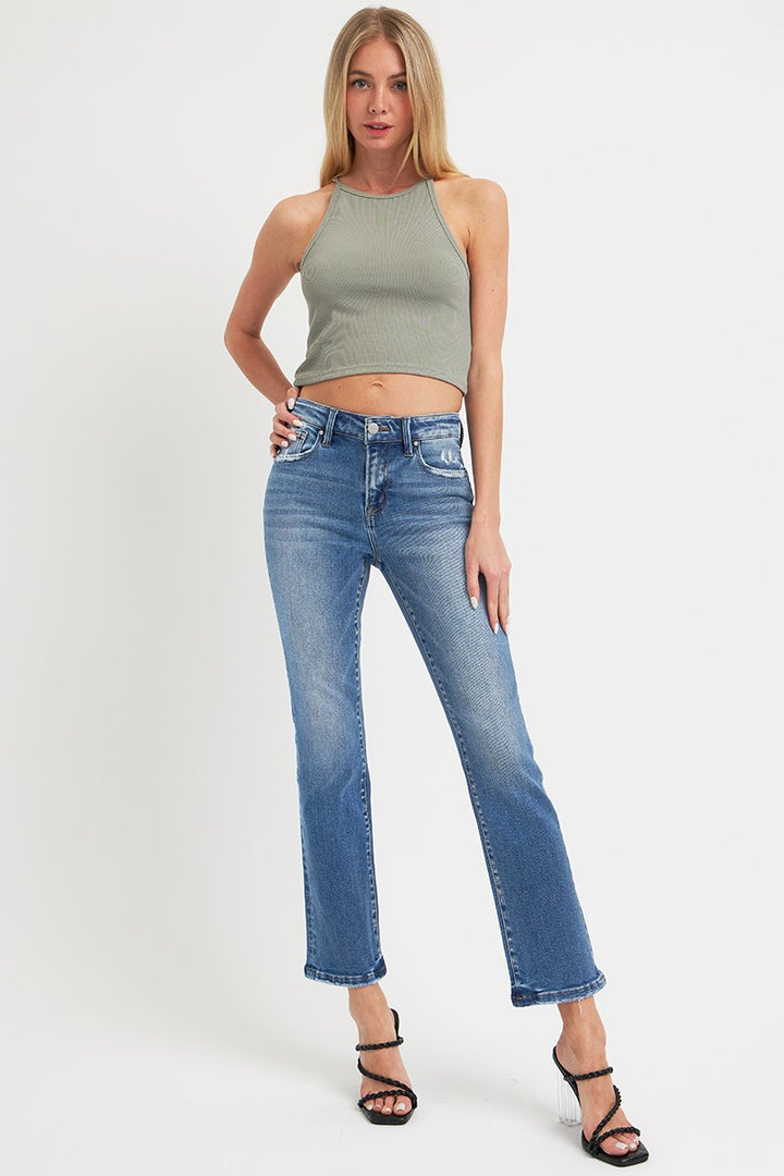 RISEN - Mid-Rise Straight Leg Ankle Jeans - Inspired Eye Boutique