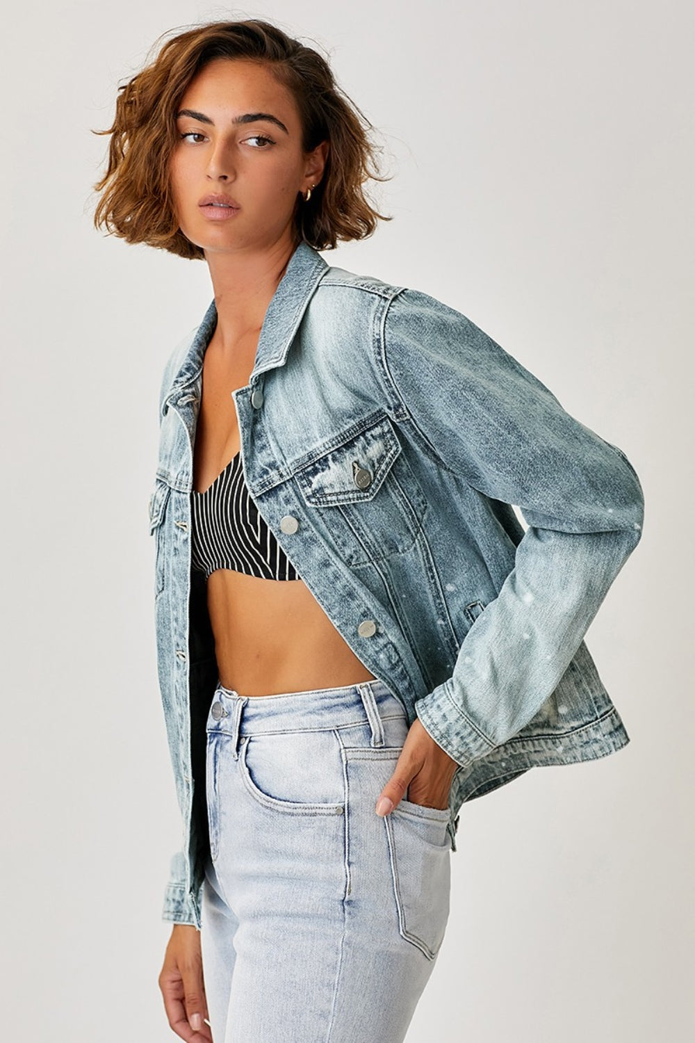 RISEN Ombre Washed Jean Jacket - Inspired Eye Boutique