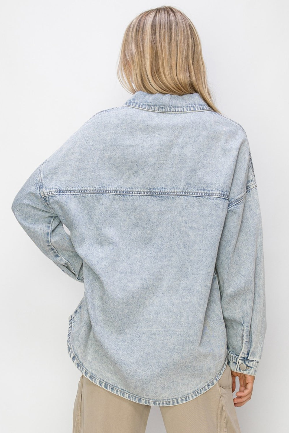 RISEN Oversized Acid Wash Denim Shacket - Inspired Eye Boutique