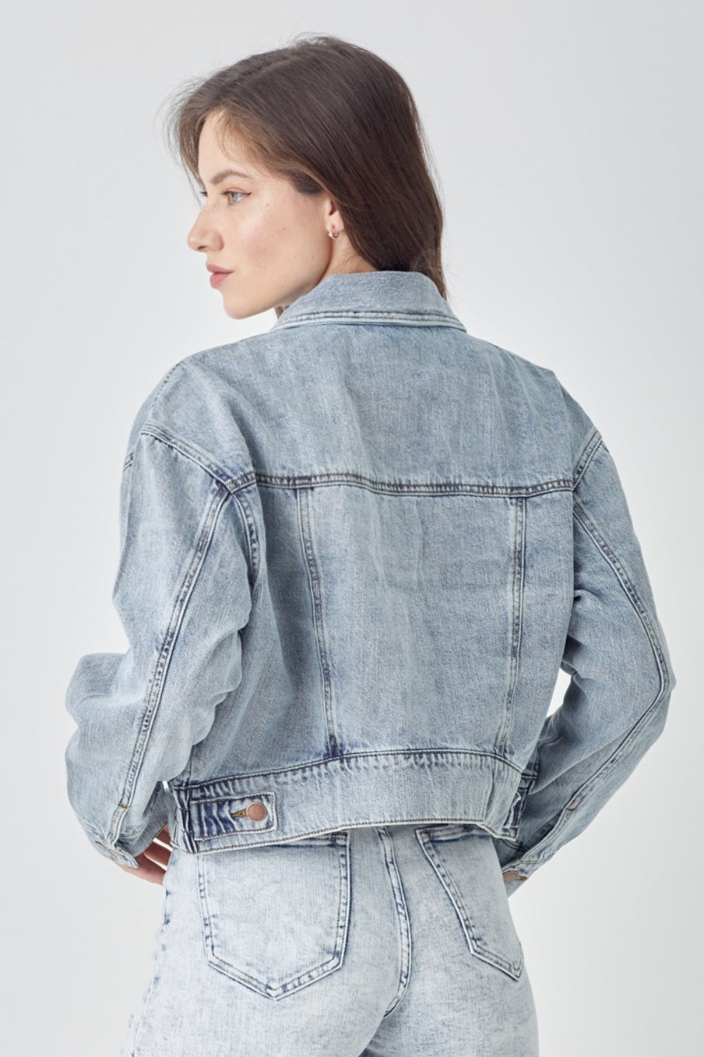 RISEN - Oversized Cropped Denim Jacket - Inspired Eye Boutique