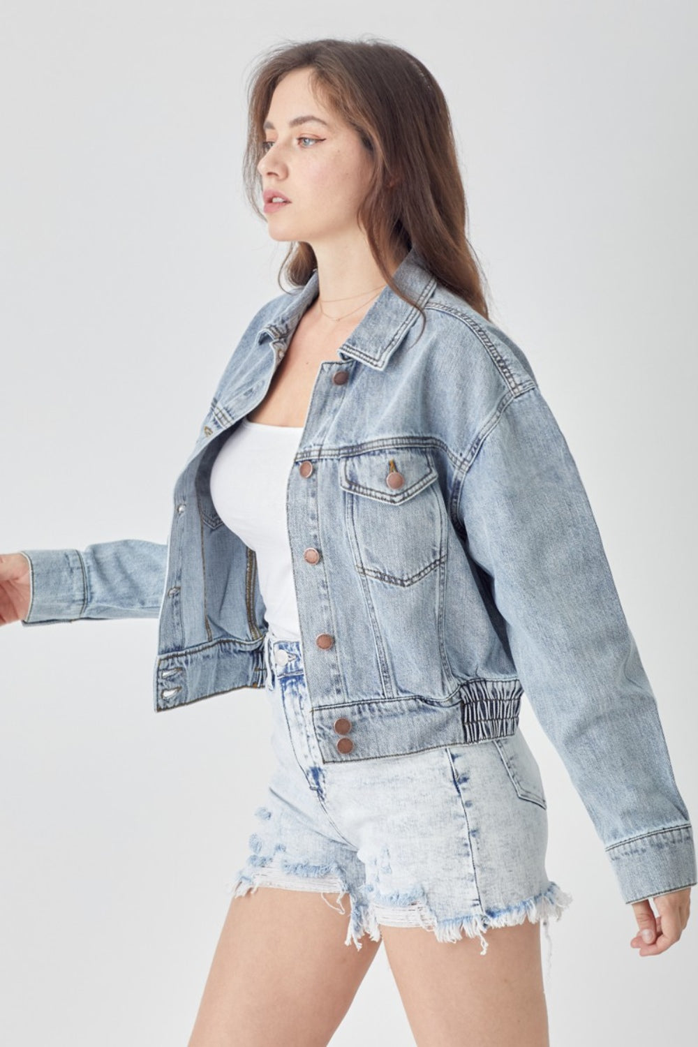 RISEN - Oversized Cropped Denim Jacket - Inspired Eye Boutique