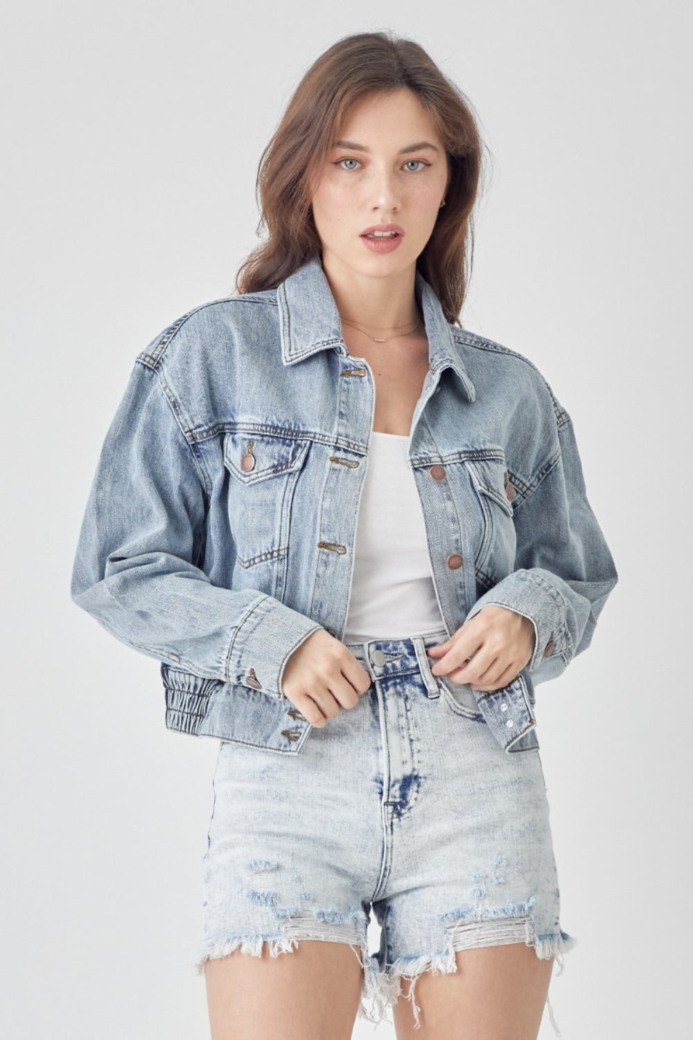 RISEN - Oversized Cropped Denim Jacket - Inspired Eye Boutique