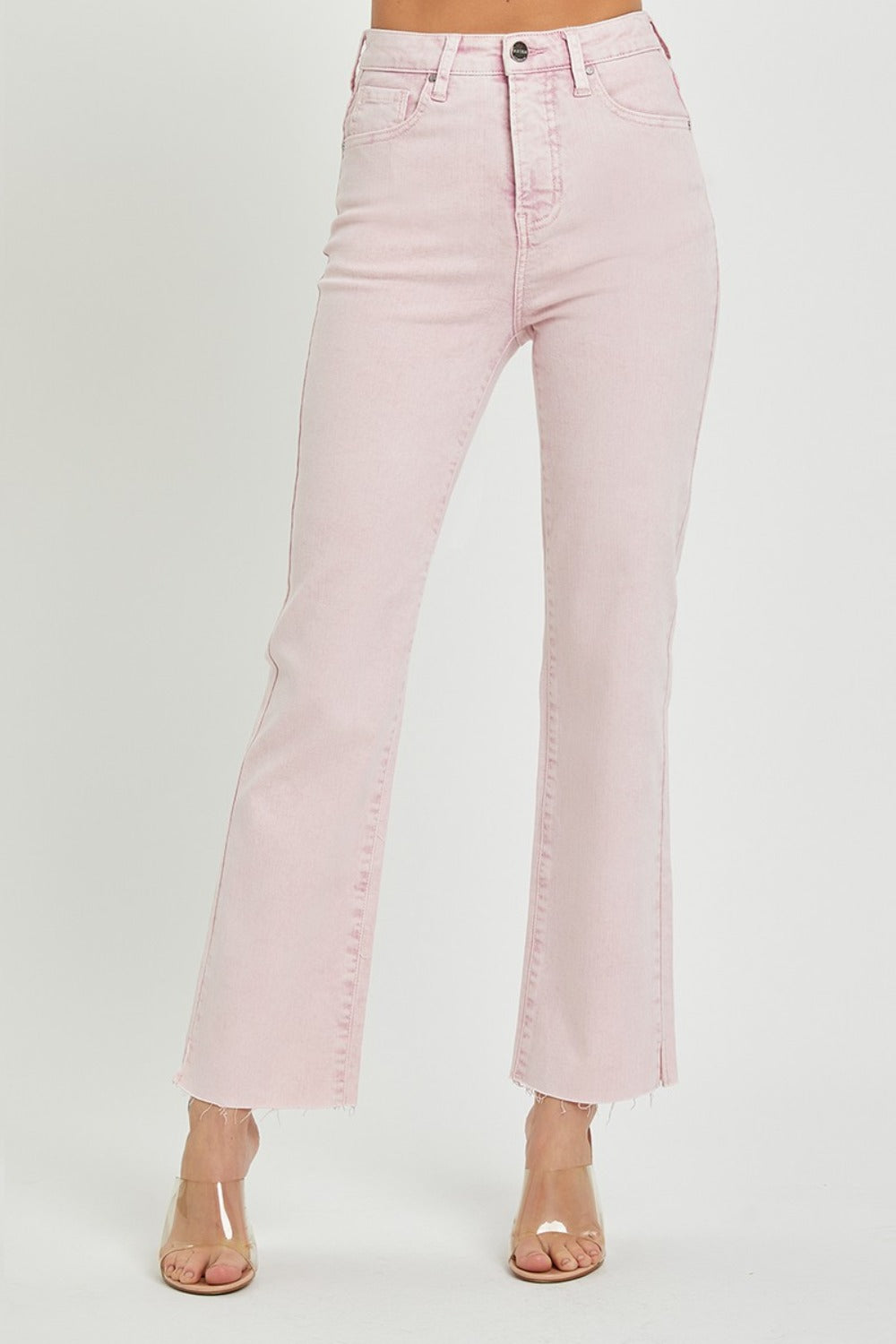 RISEN - Pink Acid Wash Straight Leg Jeans - Inspired Eye Boutique