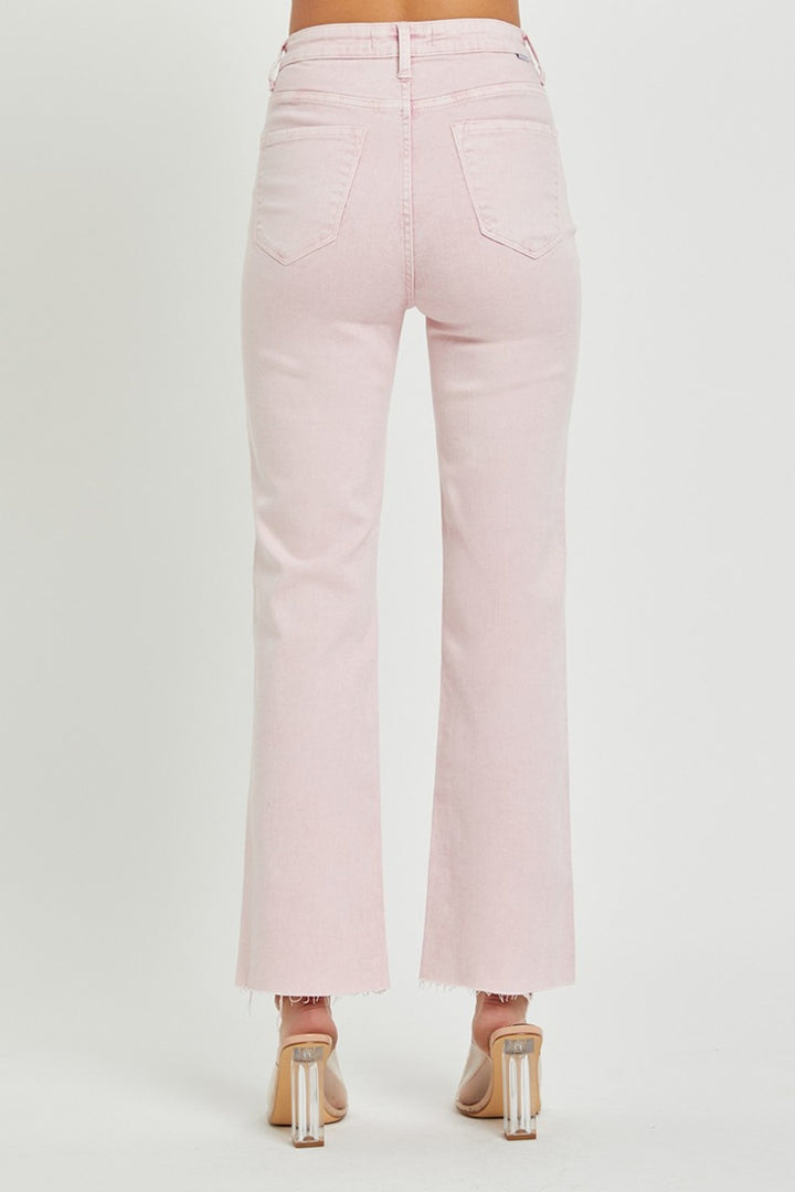 RISEN - Pink Acid Wash Straight Leg Jeans - Inspired Eye Boutique