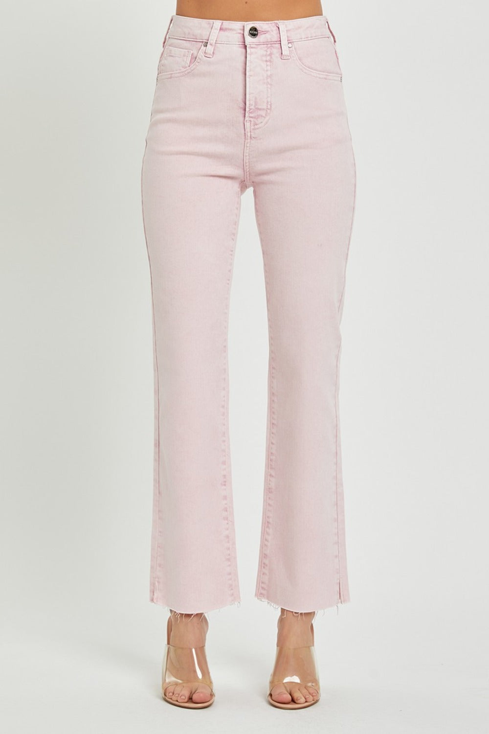 RISEN - Pink Acid Wash Straight Leg Jeans - Inspired Eye Boutique