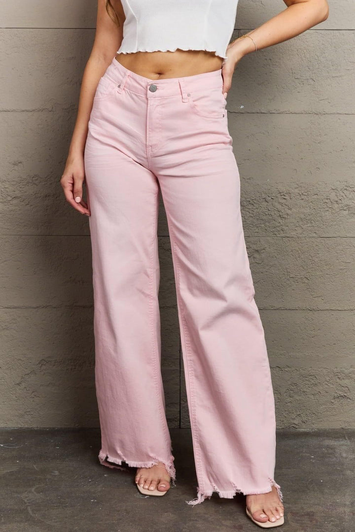 RISEN - Raelene Wide Leg Jeans - Pink - Inspired Eye Boutique