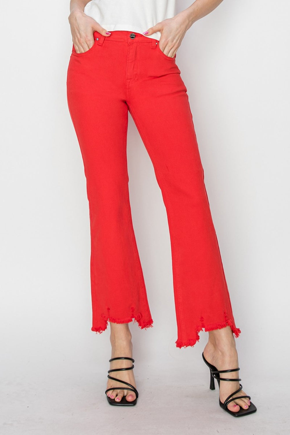 RISEN Red Straight Leg Jeans - Inspired Eye Boutique