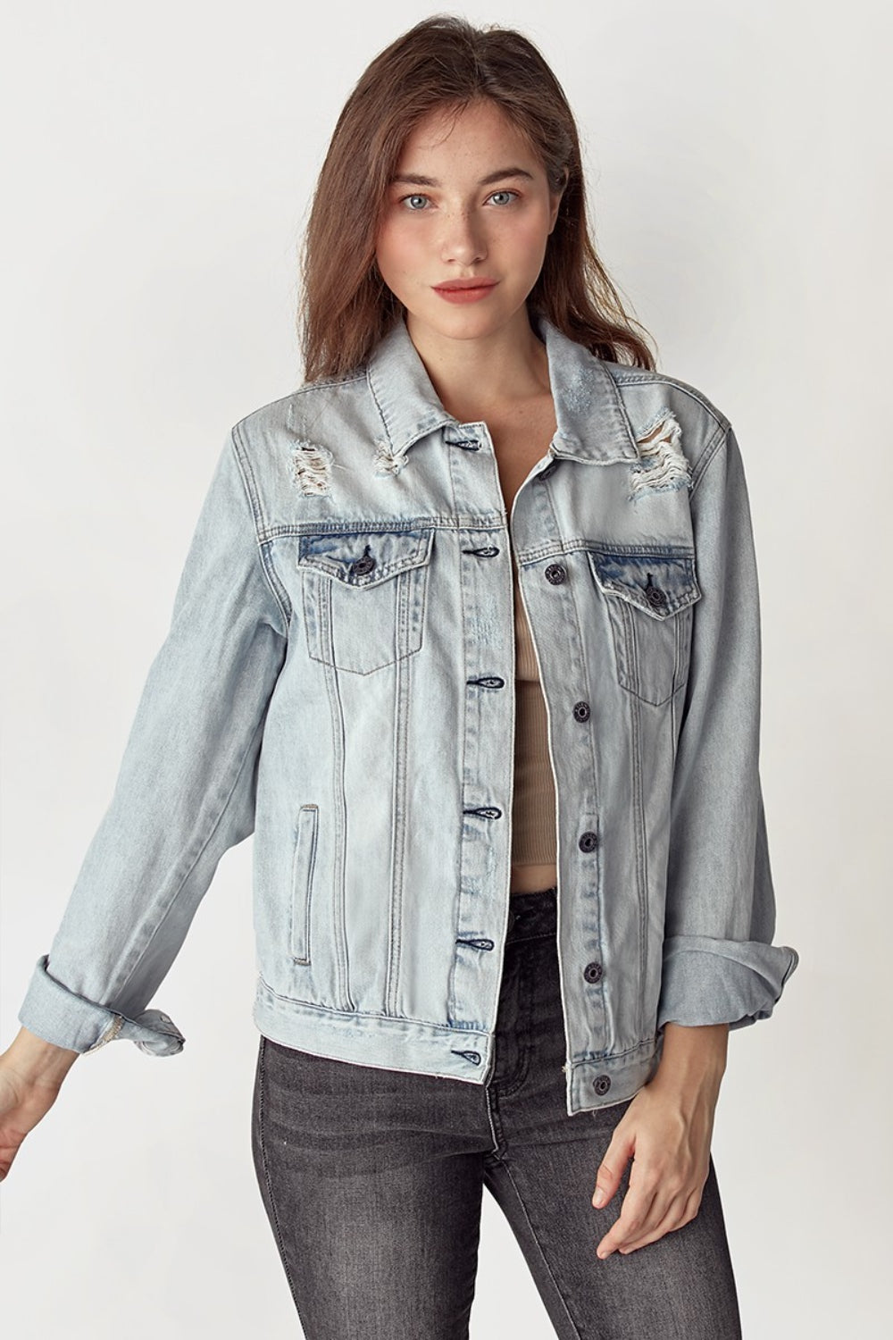 RISEN Relaxed Fit Vintage Jean Jacket - Inspired Eye Boutique