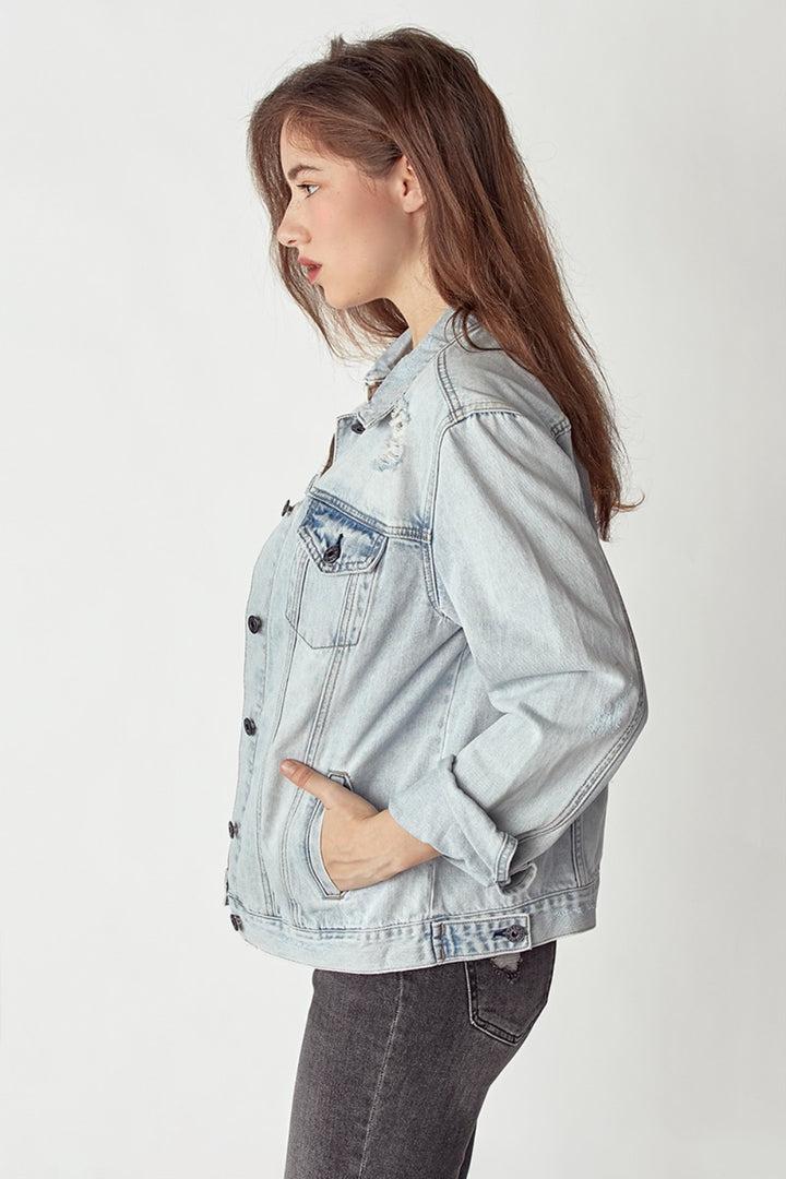 RISEN Relaxed Fit Vintage Jean Jacket - Inspired Eye Boutique