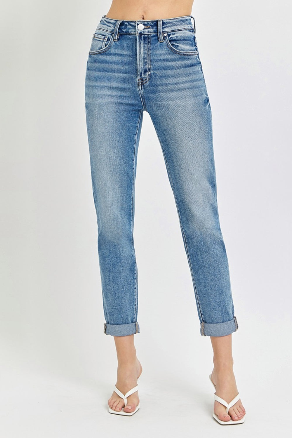 RISEN - Rolled Hem Skinny Jeans - Inspired Eye Boutique