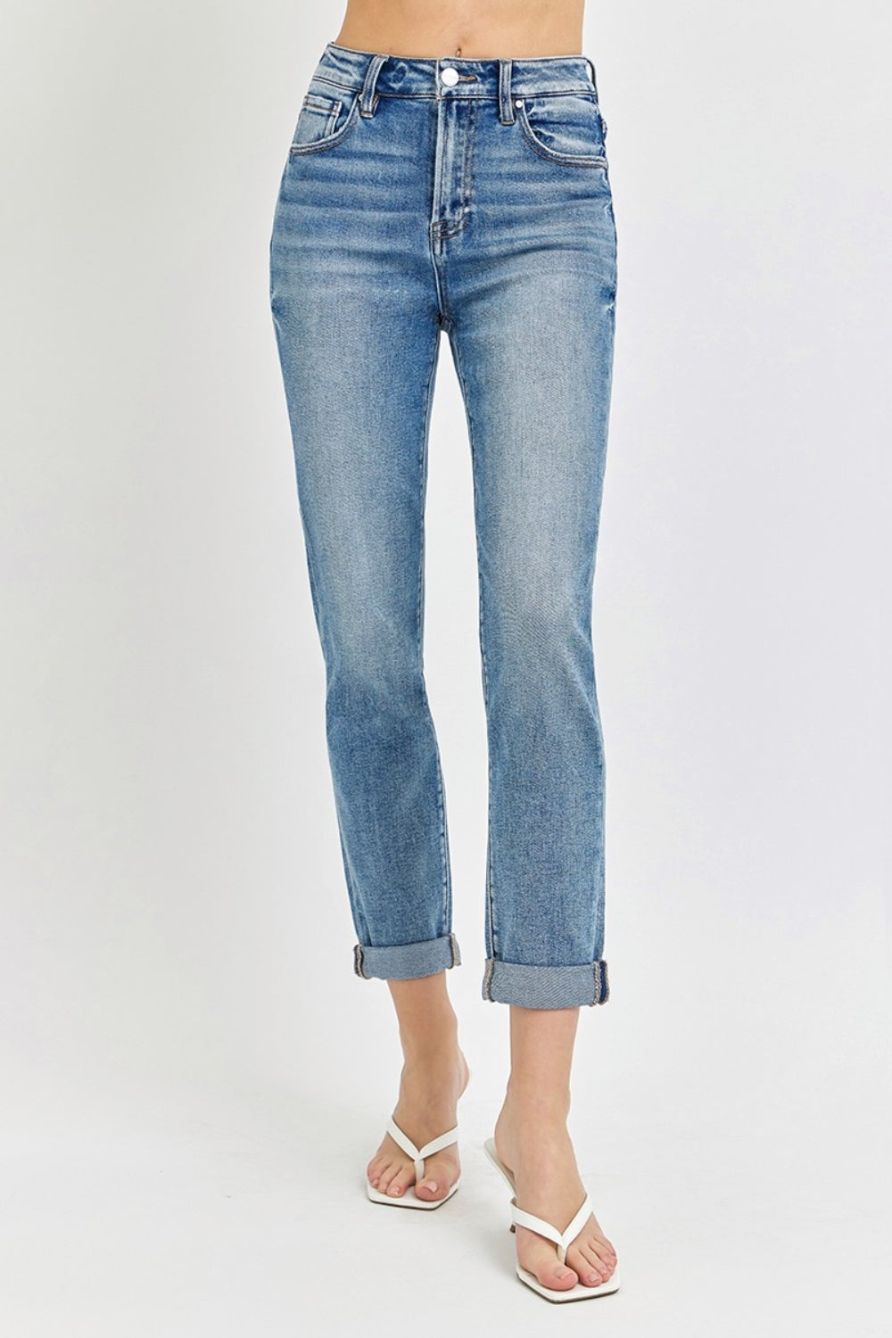 RISEN - Rolled Hem Skinny Jeans - Inspired Eye Boutique