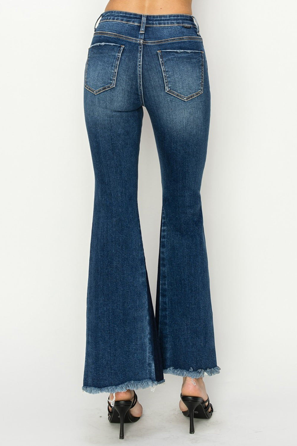 RISEN - Shadow Seam Slit Flare Jeans - Dark Wash - Inspired Eye Boutique
