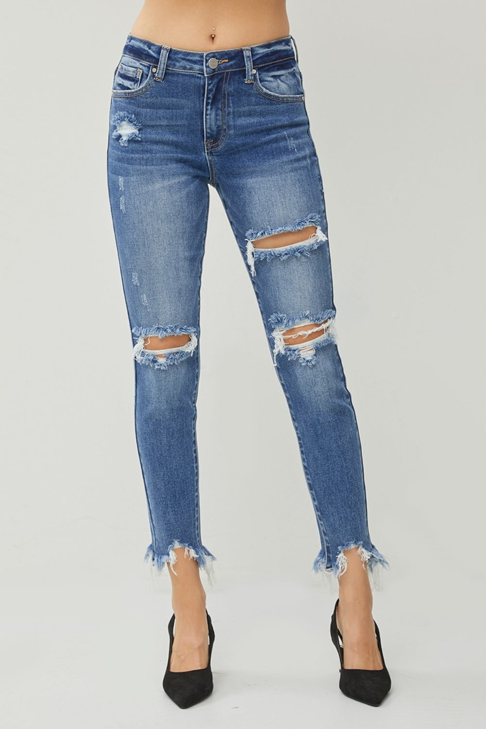 RISEN - Skinny Jeans - Distressed - Frayed Hem - Inspired Eye Boutique
