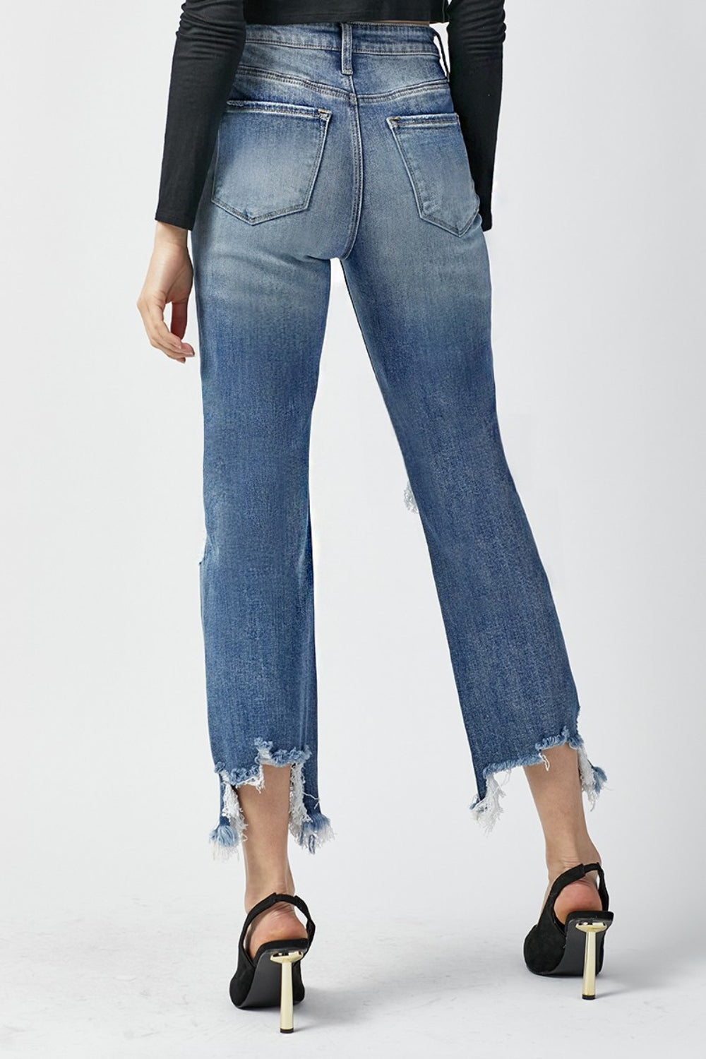 RISEN - Straight Leg Cropped Jeans - Distressed - Inspired Eye Boutique