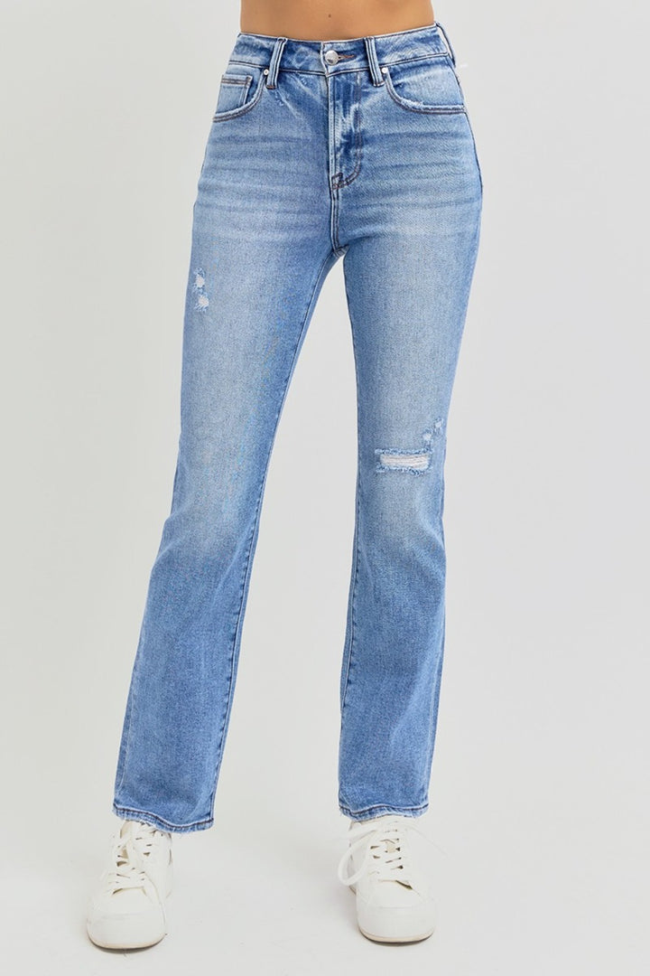 RISEN - Straight Leg Distressed Ankle Jeans - Inspired Eye Boutique