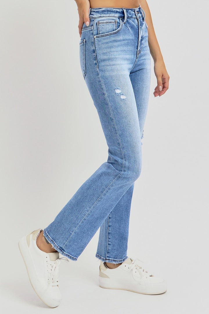 RISEN - Straight Leg Distressed Ankle Jeans - Inspired Eye Boutique