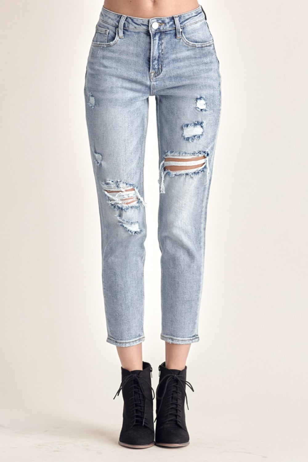 RISEN - Tapered Jeans - High Rise - Distressed - Inspired Eye Boutique