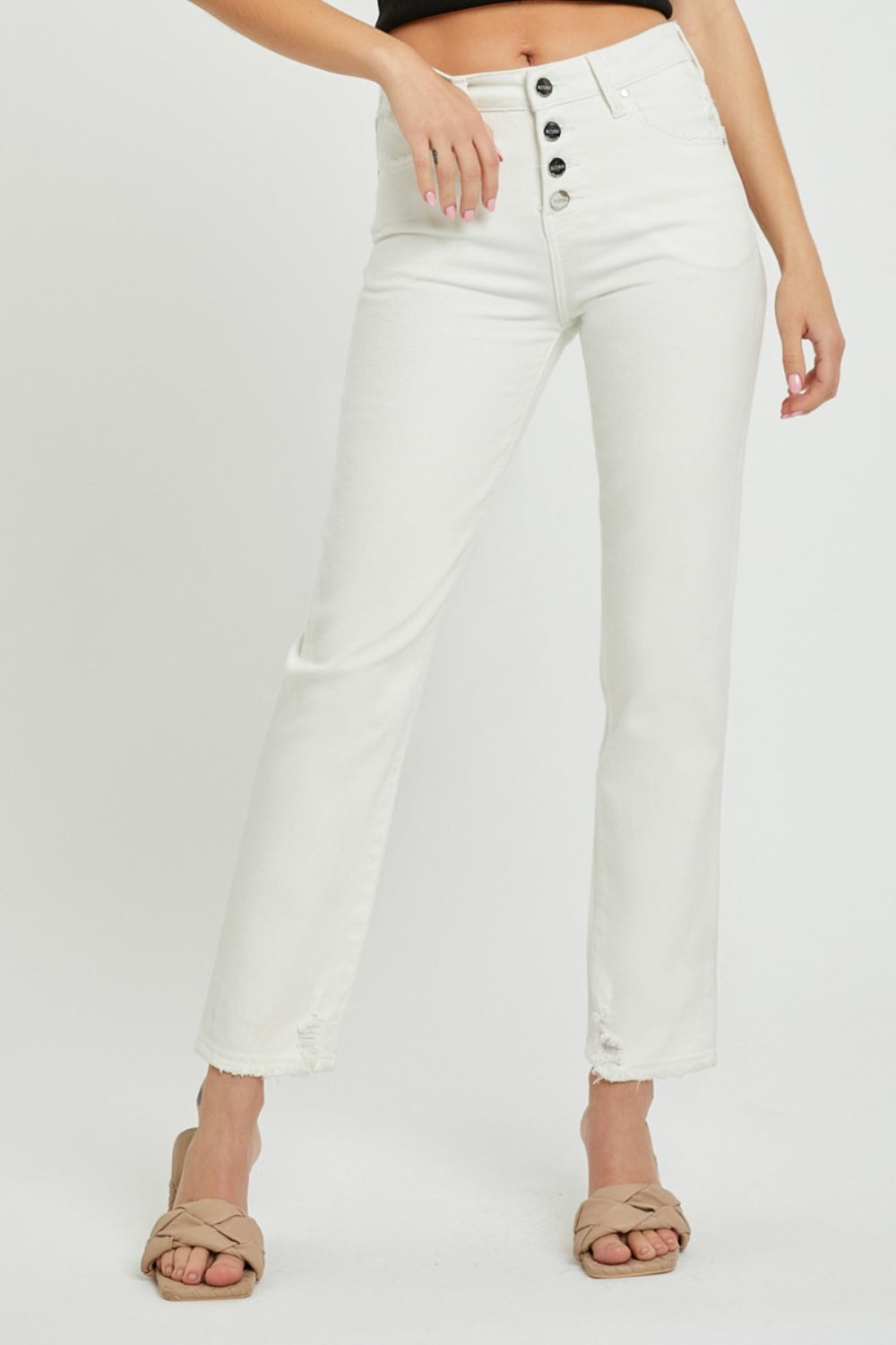 RISEN Tummy Control White Jeans - Inspired Eye Boutique