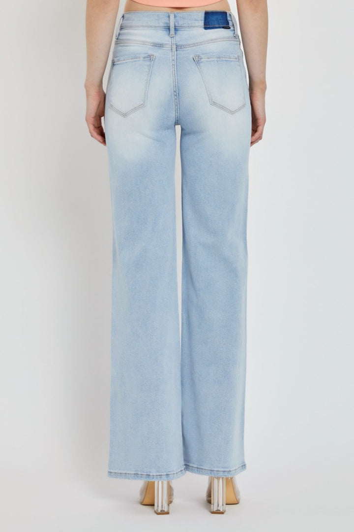 RISEN - V-Waist Wide Leg Jeans - Light Wash - Inspired Eye Boutique