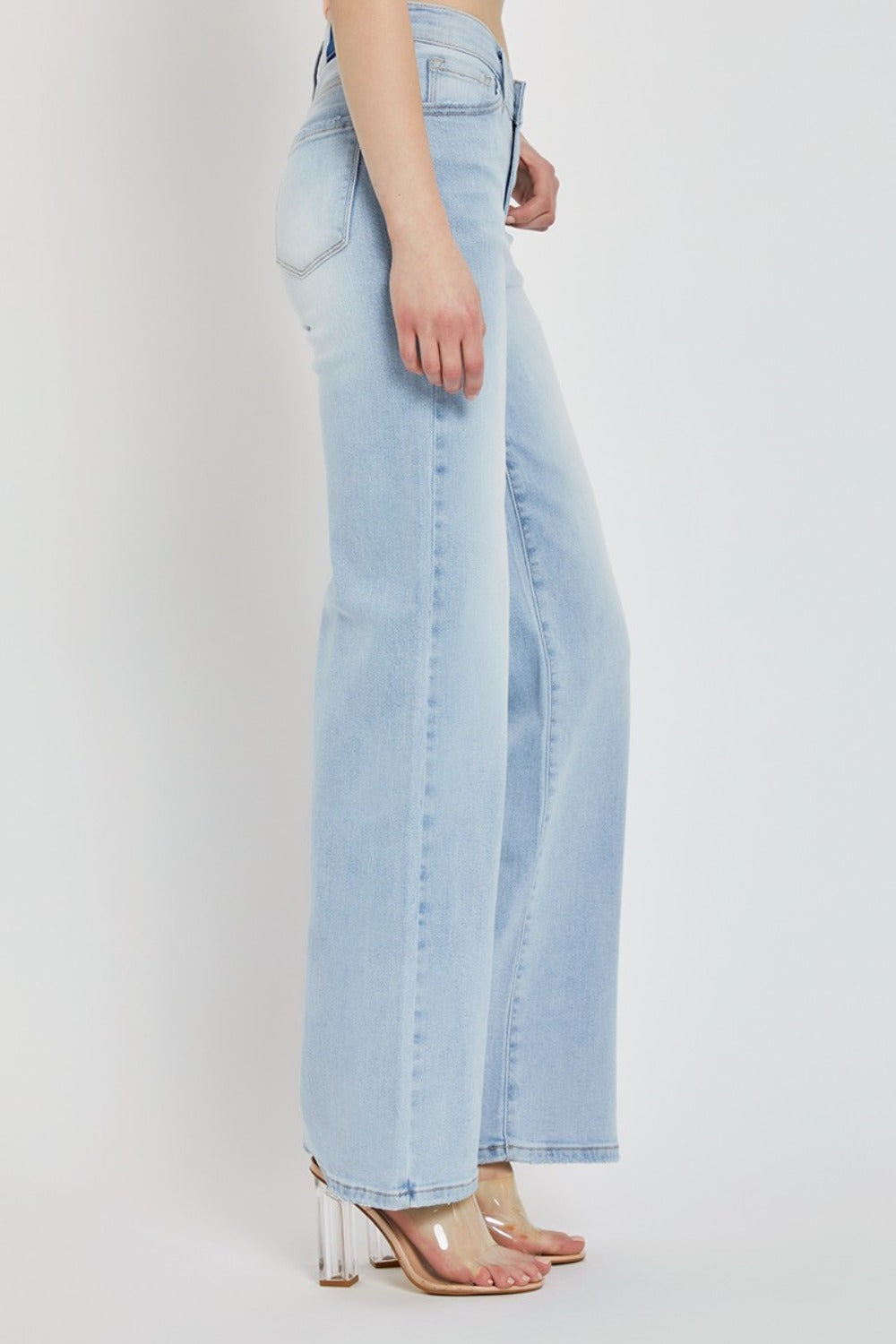 RISEN - V-Waist Wide Leg Jeans - Light Wash - Inspired Eye Boutique