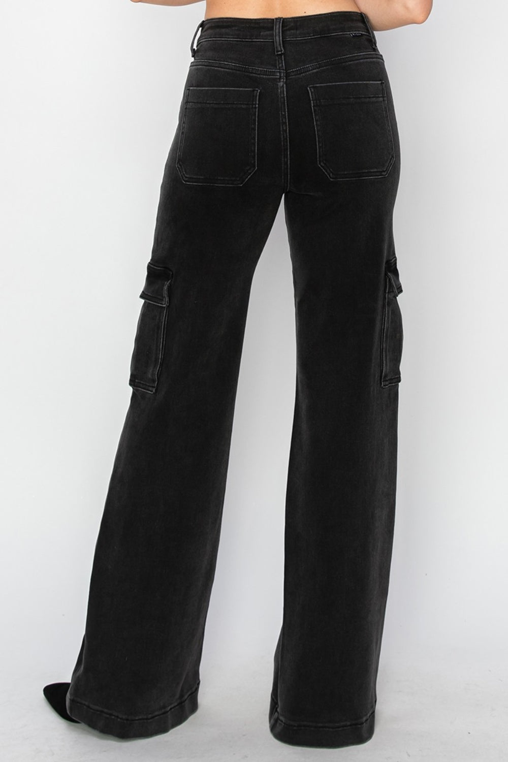 RISEN - Washed Black Wide Leg Cargo Jeans - Inspired Eye Boutique