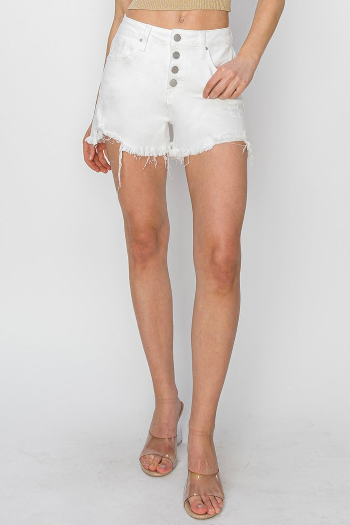 RISEN White Denim Shorts - Inspired Eye Boutique