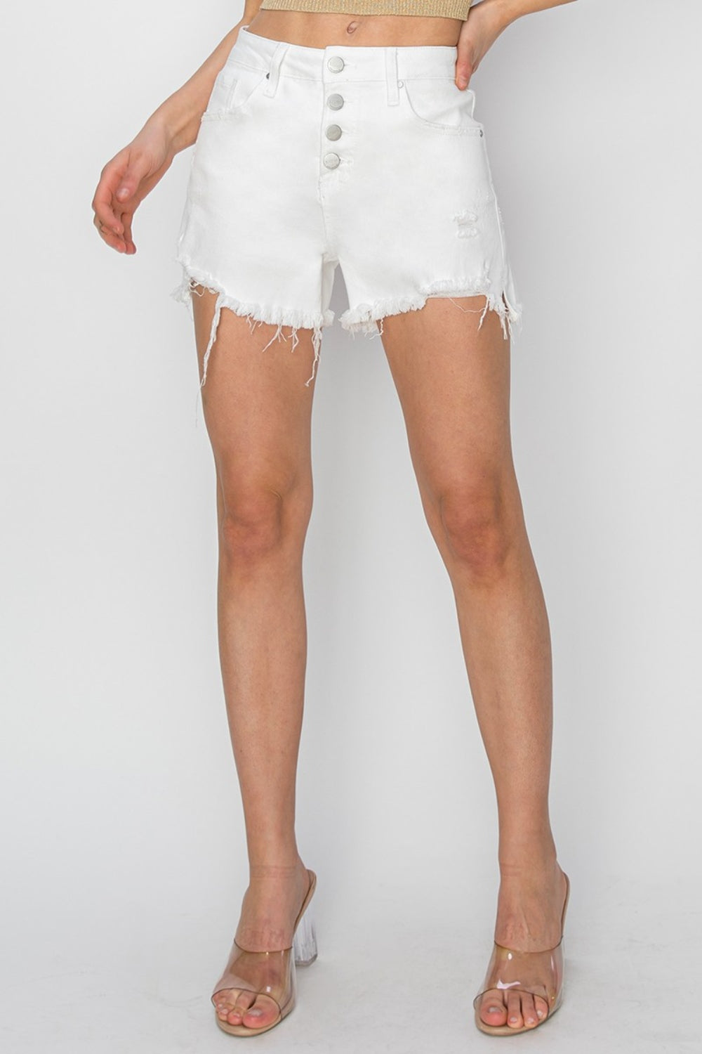 RISEN White Denim Shorts - Inspired Eye Boutique