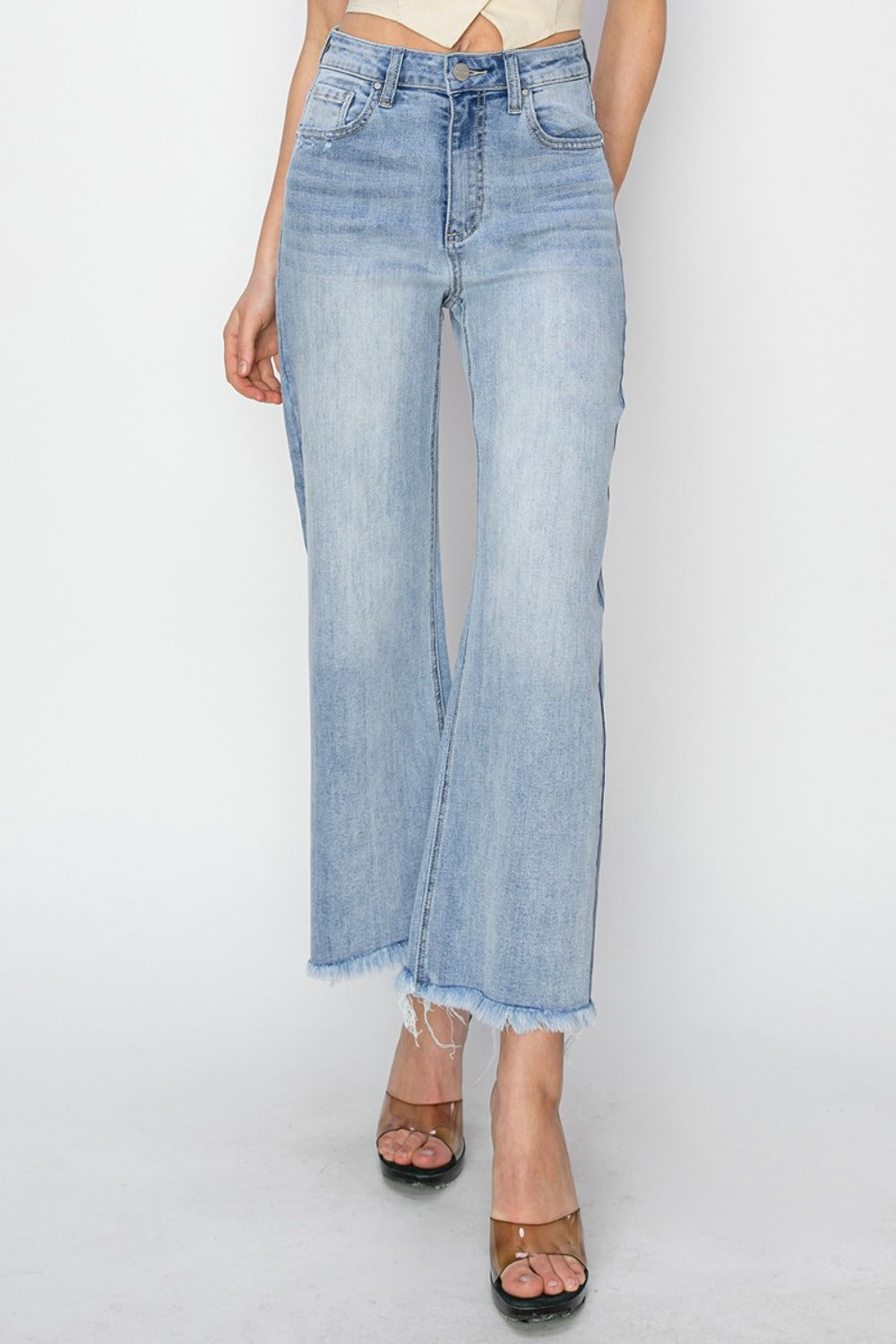 RISEN - Wide Leg Cropped Light Wash Jeans - Inspired Eye Boutique