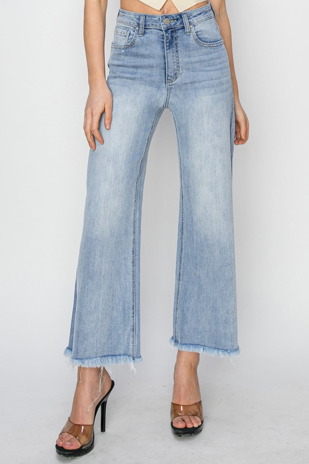 RISEN - Wide Leg Cropped Light Wash Jeans - Inspired Eye Boutique