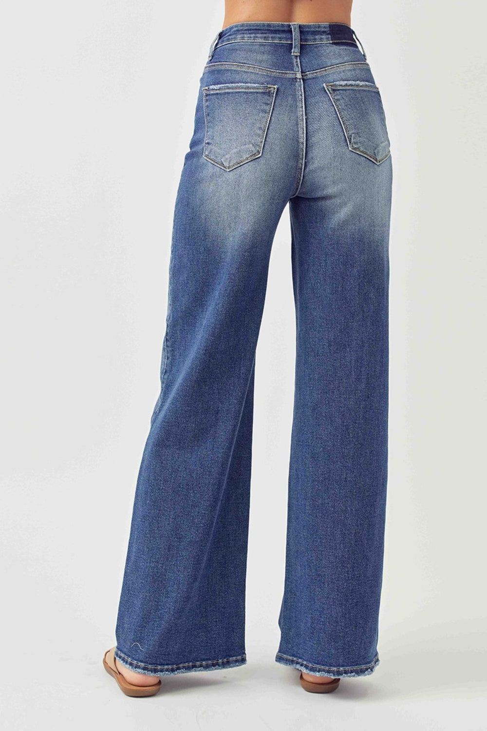 RISEN - Wide Leg Faded Dark Wash Jeans - Inspired Eye Boutique