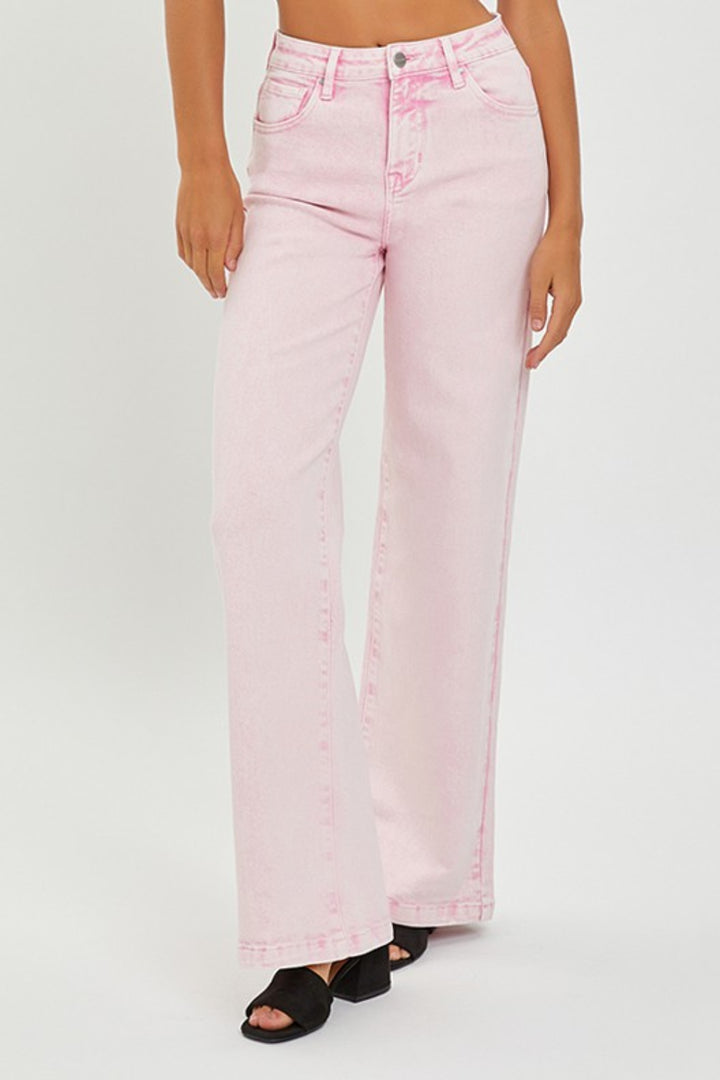 RISEN Wide Leg Jeans - Acid Wash Pink - Inspired Eye Boutique