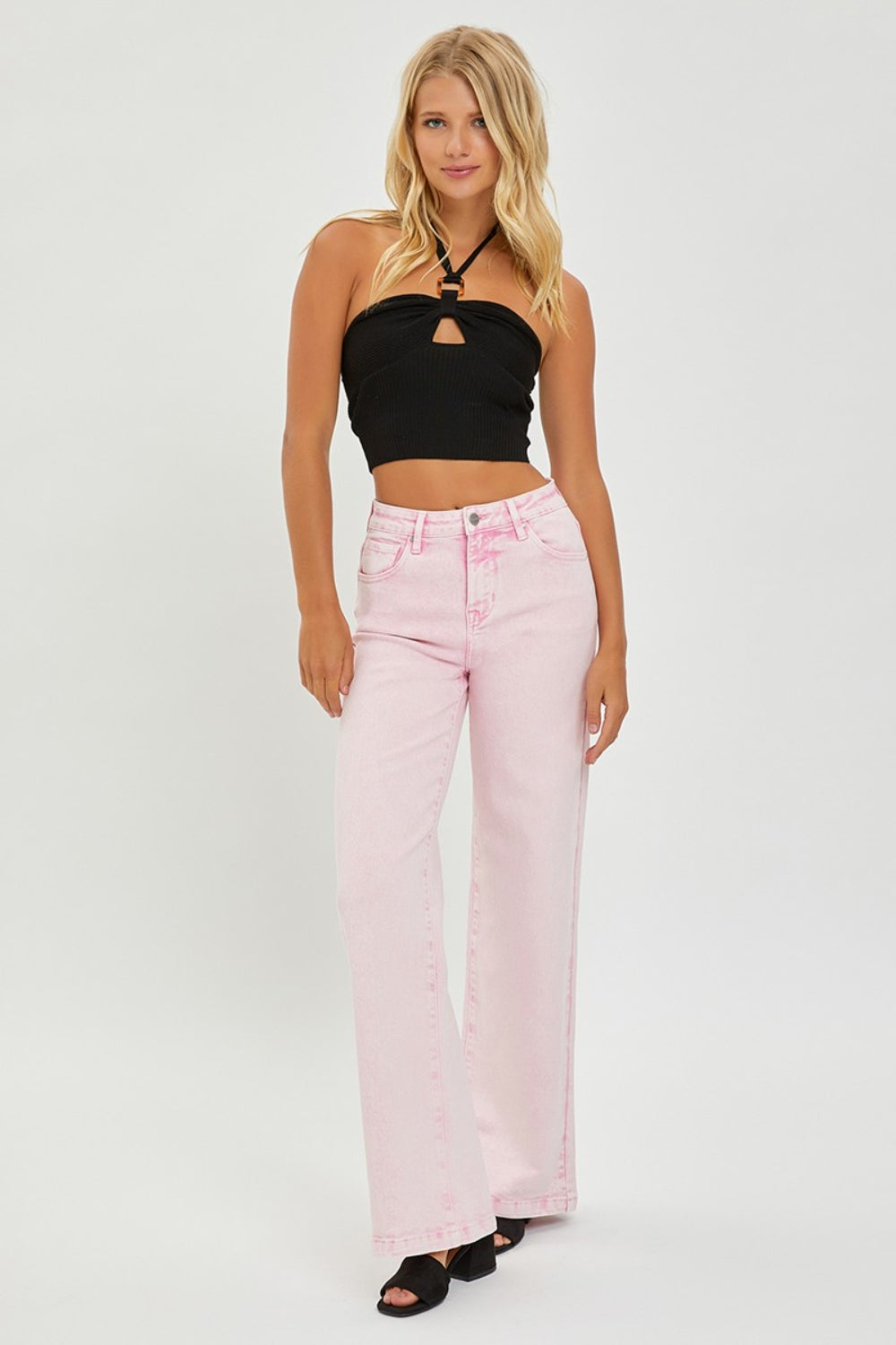 RISEN Wide Leg Jeans - Acid Wash Pink - Inspired Eye Boutique