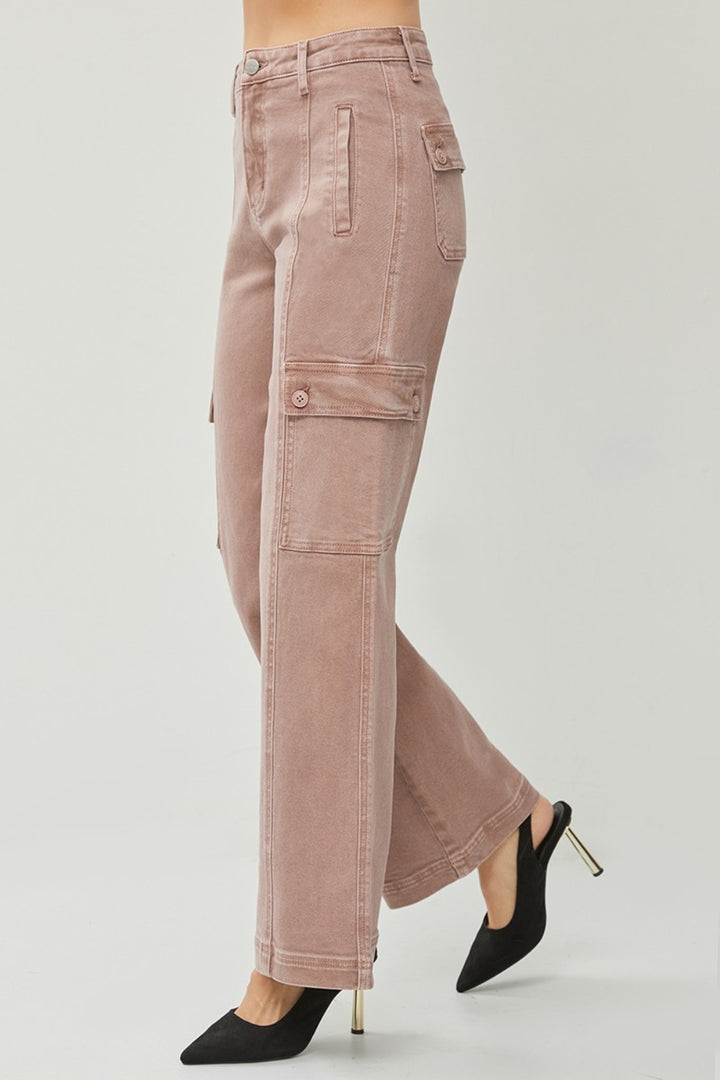 RISEN - Wide Leg Mauve Cargo Jeans - Inspired Eye Boutique