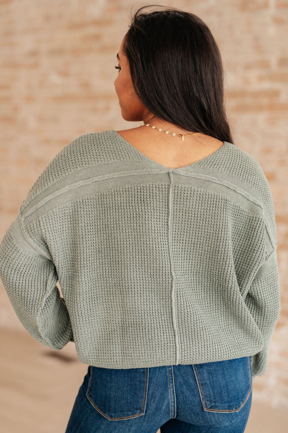 Sage Green Sweater - V-Neckline - Inspired Eye Boutique