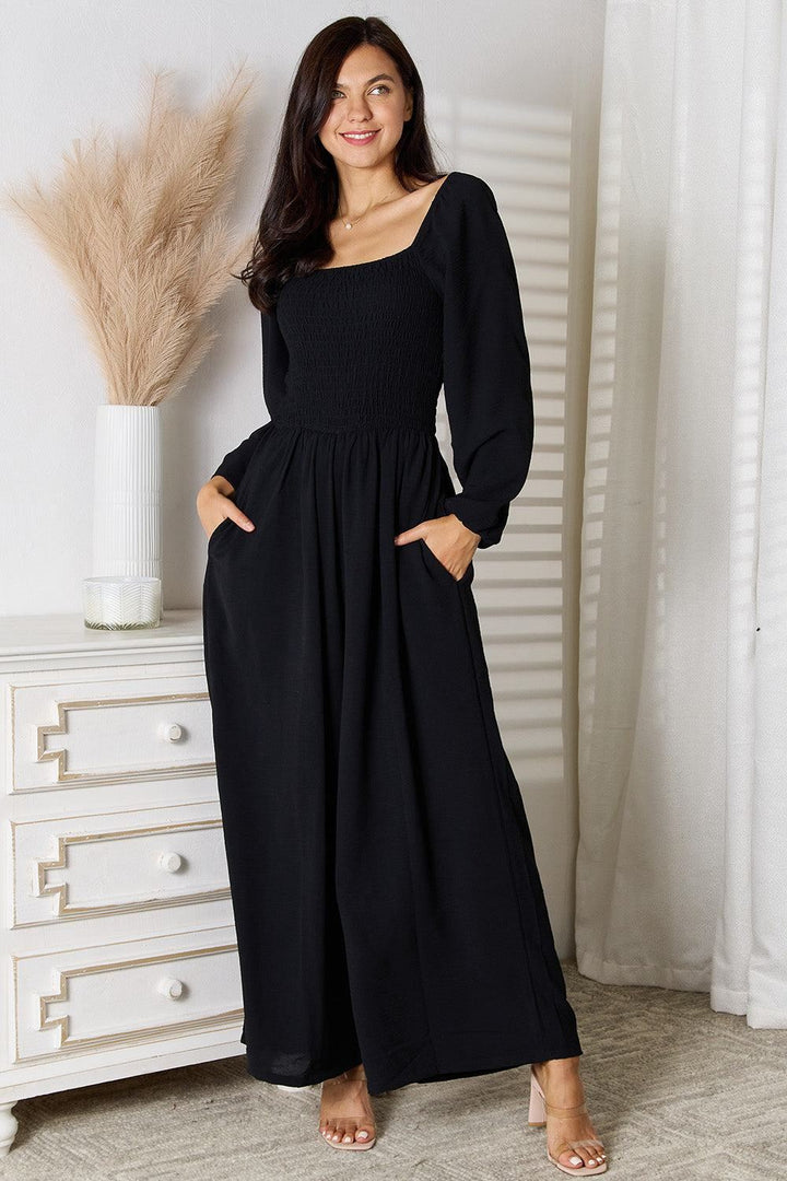 Square Neck - Off Shoulder - Jumpsuit - Black - Inspired Eye Boutique