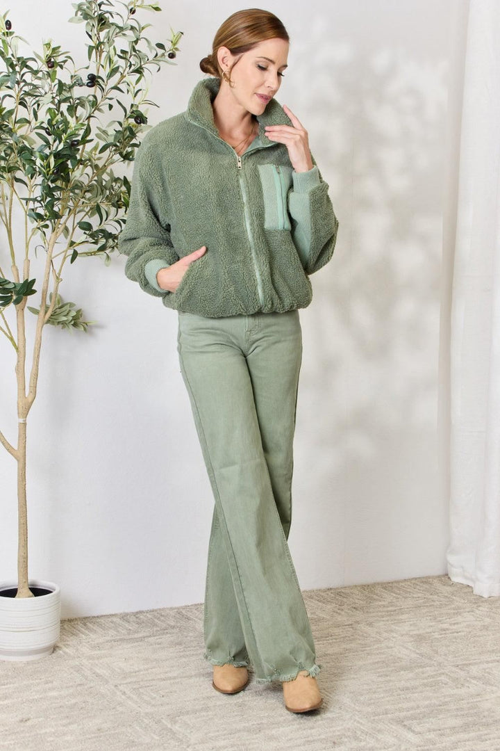 Green Zip Up Jacket - Inspired Eye Boutique