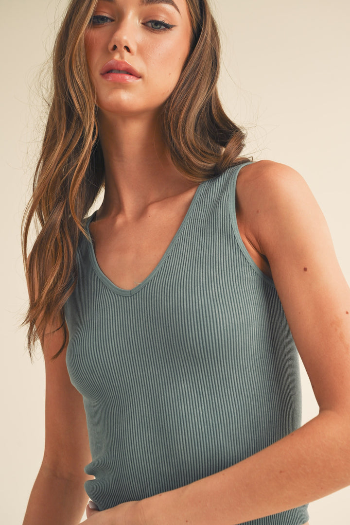 Seamless Reversible Stonewashed Ribbed Tank - Inspired Eye Boutique