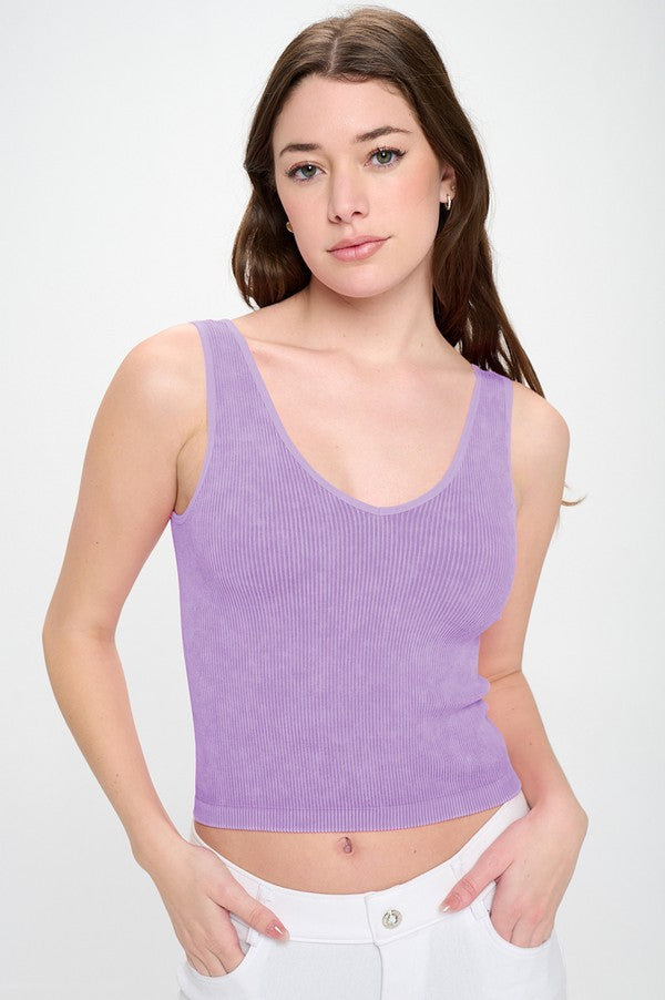 Seamless Reversible Stonewashed Ribbed Tank - Inspired Eye Boutique