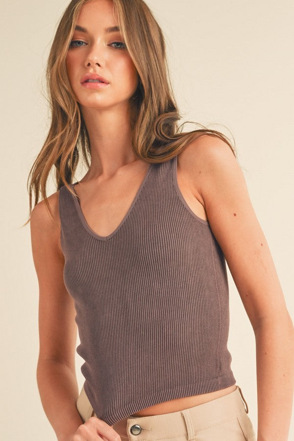 Seamless Reversible Stonewashed Ribbed Tank - Inspired Eye Boutique