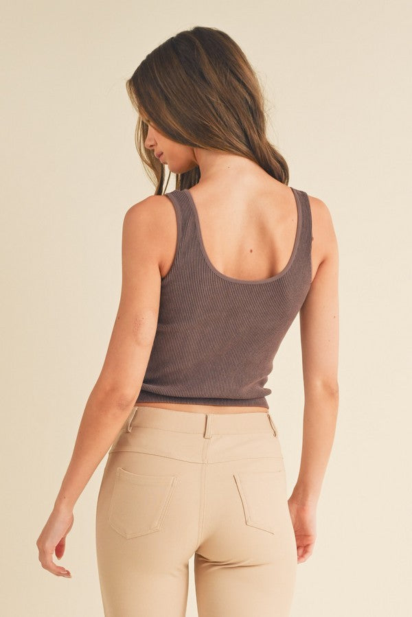 Seamless Reversible Stonewashed Ribbed Tank - Inspired Eye Boutique