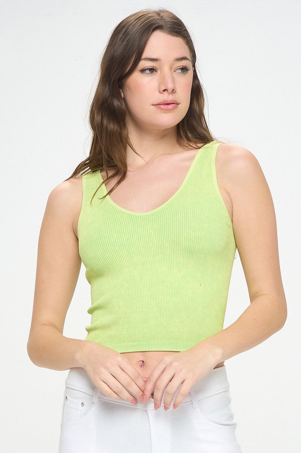 Seamless Reversible Stonewashed Ribbed Tank - Inspired Eye Boutique