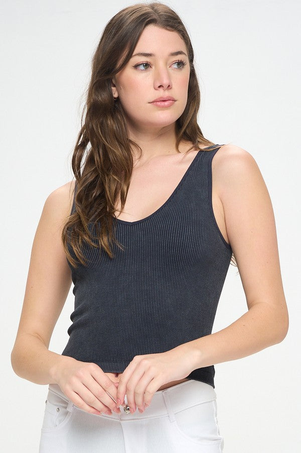 Seamless Reversible Stonewashed Ribbed Tank - Inspired Eye Boutique