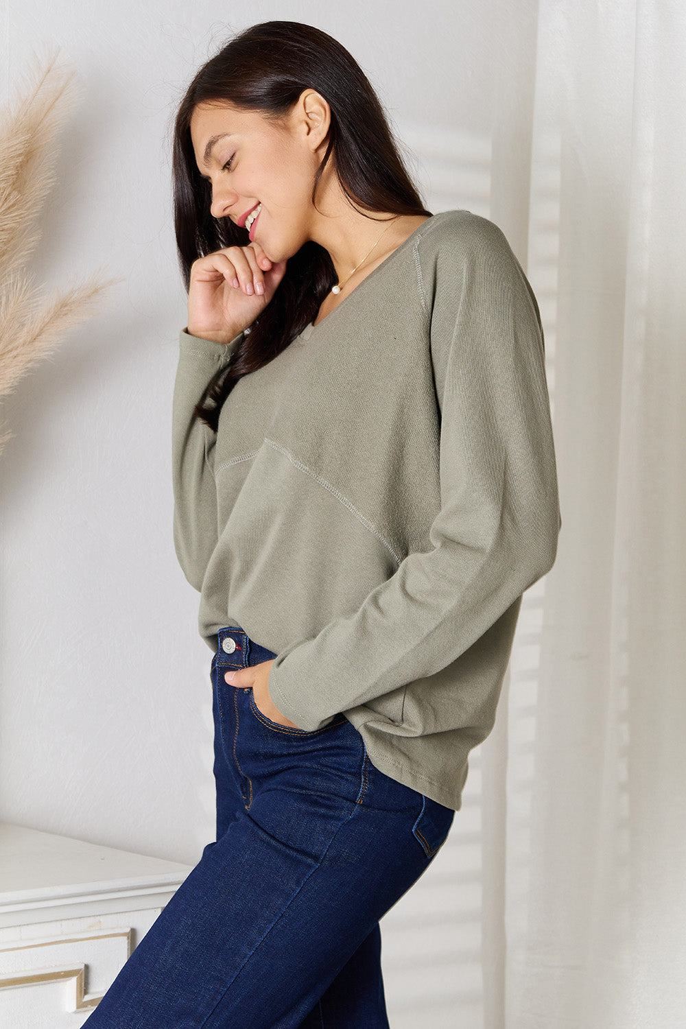 Sage Green Long Sleeve Tee - Inspired Eye Boutique