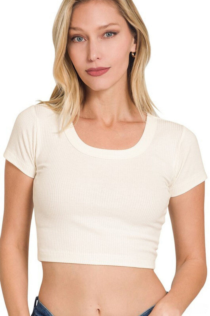 Short Sleeve Crop Top - Ribbed Fabric - Inspired Eye Boutique