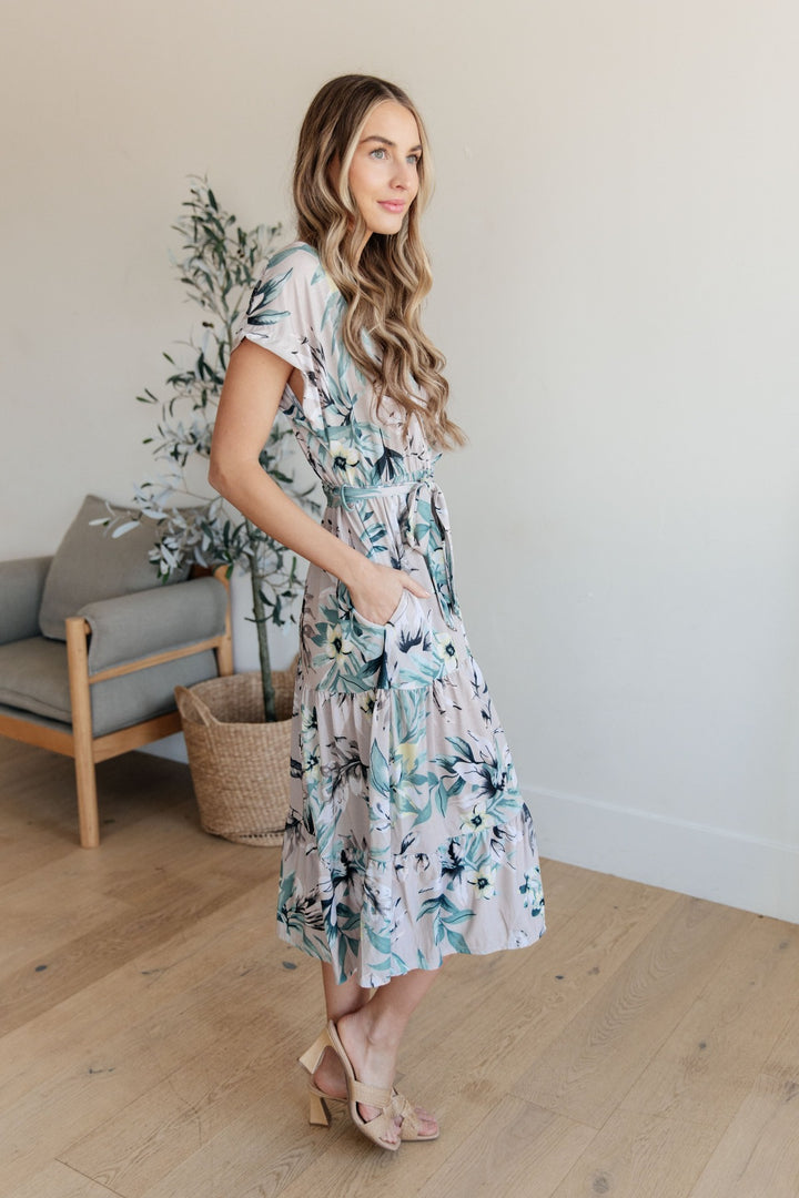 Short Sleeve Floral Midi Dress - Inspired Eye Boutique